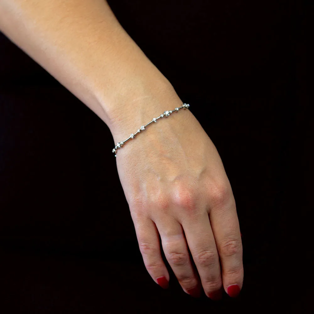 18ct White Gold 0.81ct Round Brilliant Cut Diamond Bar Set Bracelet