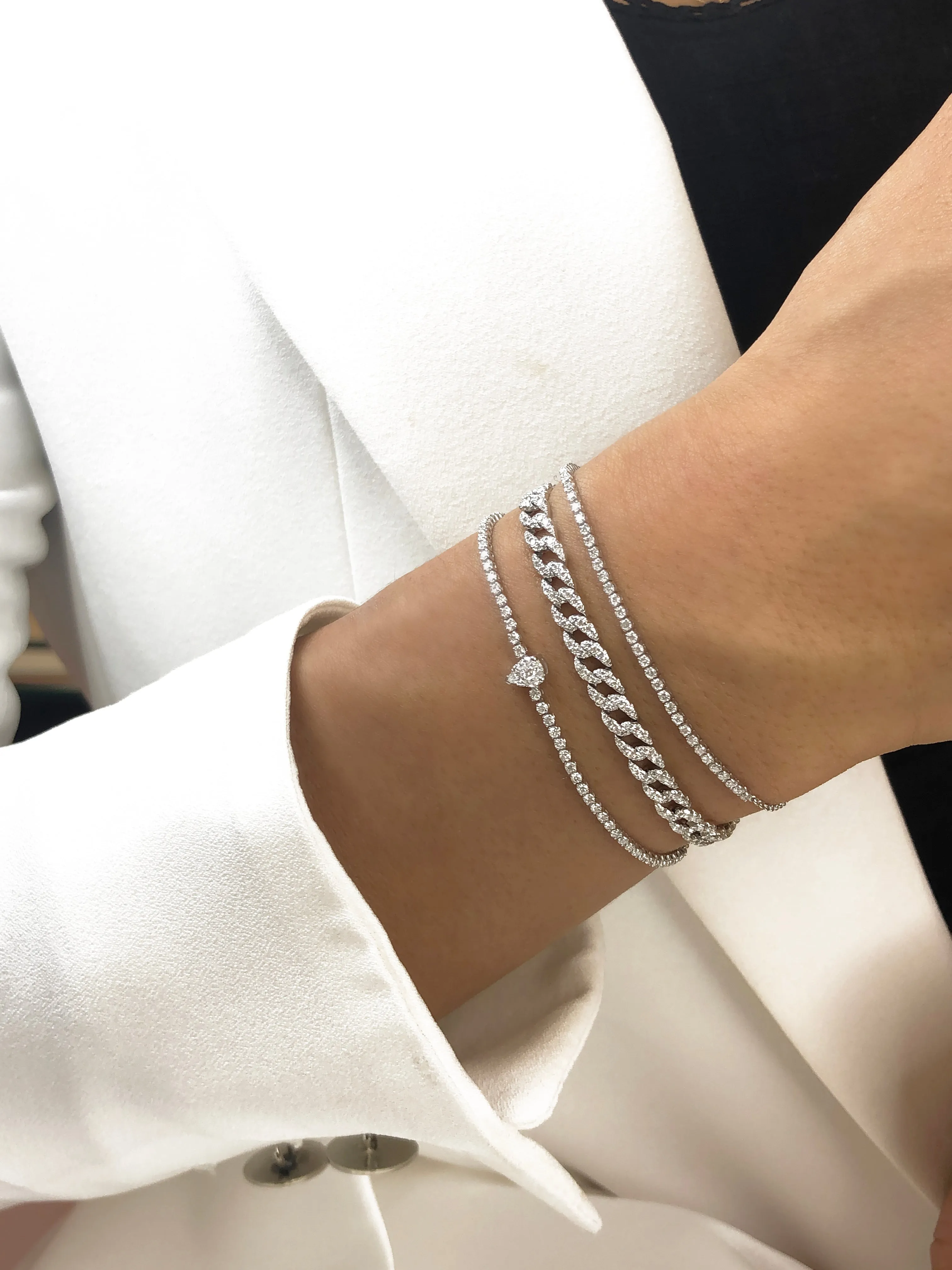 18k White Gold Half Tennis Diamond Bracelet