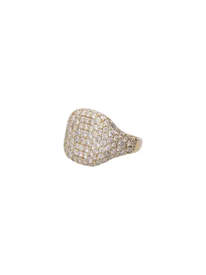 2.80ct Diamond 18K Gold Pave Signet Ring