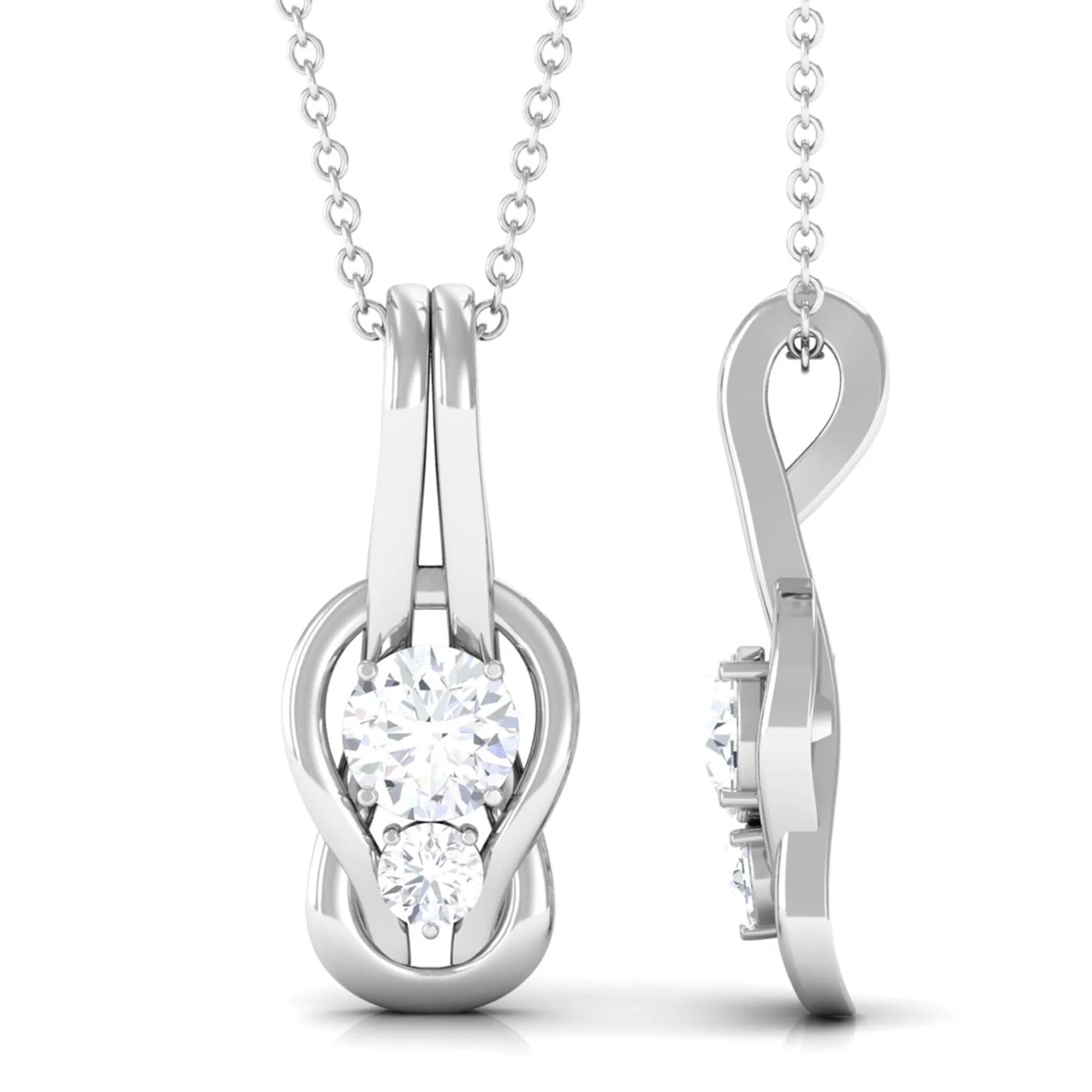 3/4 CT Two Stone Moissanite Infinity Knot Promise Pendant Necklace