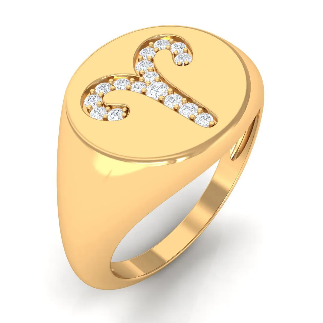 Cubic Zirconia Aries Zodiac Signet Ring