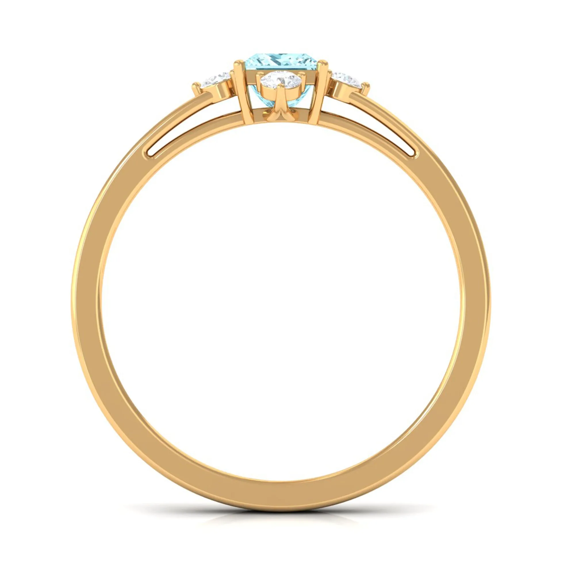 Princess Aquamarine Solitaire Promise Ring with Diamond